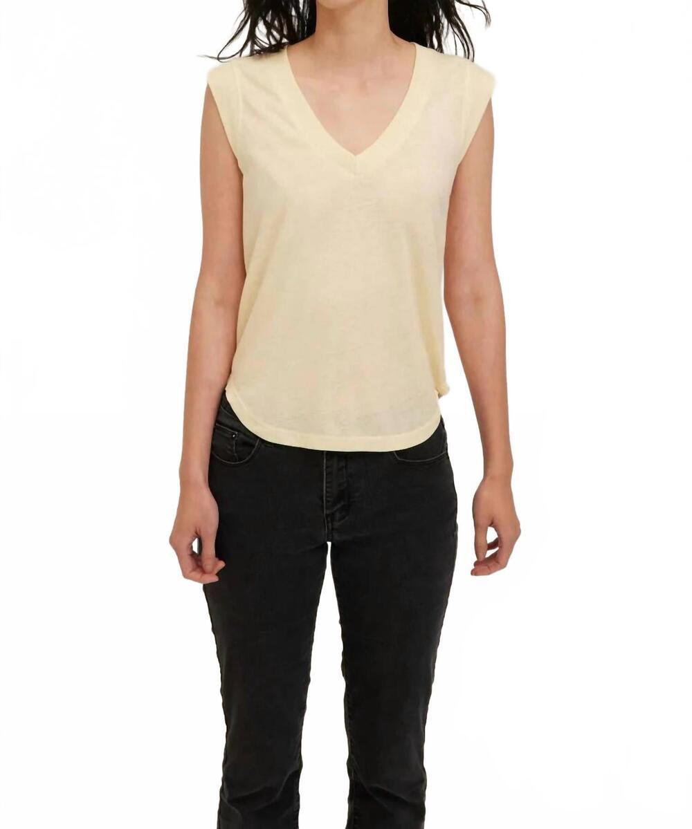 NEW PROJECT SOCIAL T rue v-neck tank top in butter yellow